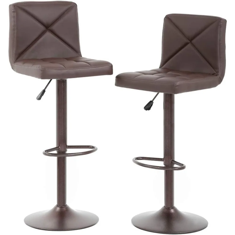 Bar Stools Set of 2, PU Leather Swivel Bar Stools Kitchen Counter Height Bar Chairs with Hydraulic Adjustable for Kitchen, Dini