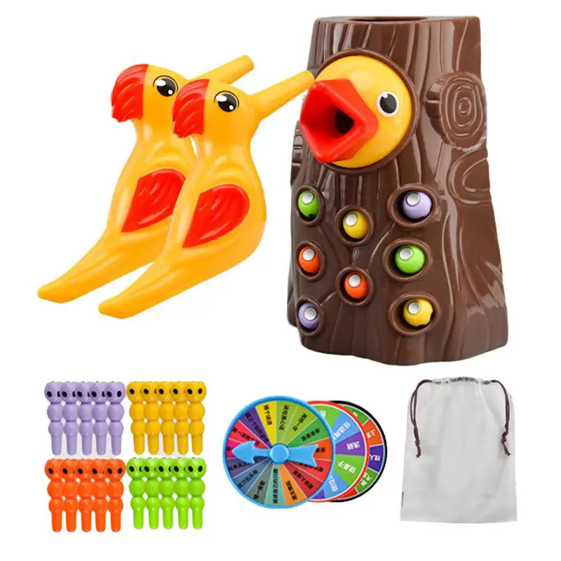 Woodpecker brinquedo magnético worm captura jogo com coto de árvore interativo aprendizagem precoce brinquedo educacional habilidades motoras finas brinquedos para