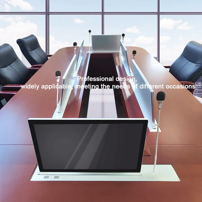 Paperless Multimedia System 26inch Monitor Retractable Ultra-Thin Screen Equipment with Microphone for Lectern Podium Table