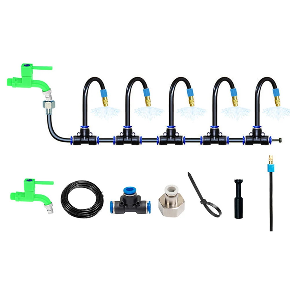 360 Degree Adjustable Copper Nozzle Spray Irrigation System Kit With 5M Hose For Garden Agriculture Farm Cooling And Watering Eq
