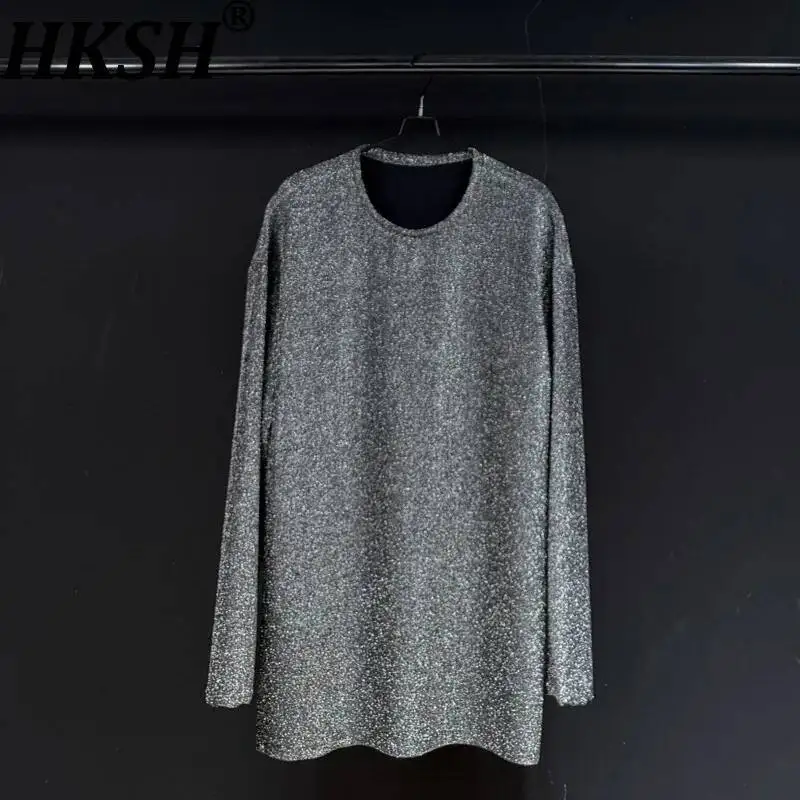 HKSH Spring Autumn New Men's Tide Dark Casual Waste Land Style O-Neck Long Sleeve T-shirt Women Loose Versatile Tees Top HK22697