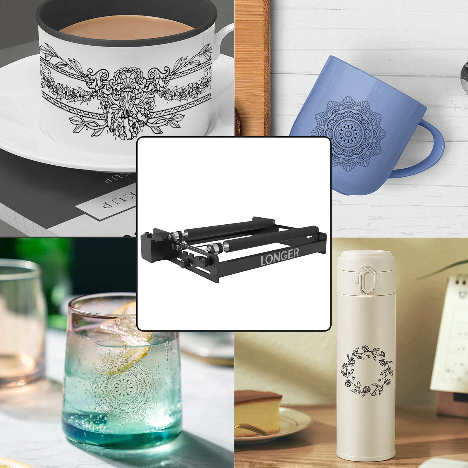 Engraving Machine Y-axis Laser Rotary Roller 360 Rotation for Laser Engraver Cylindrical Objects Tumblers Cans Cups Bottles