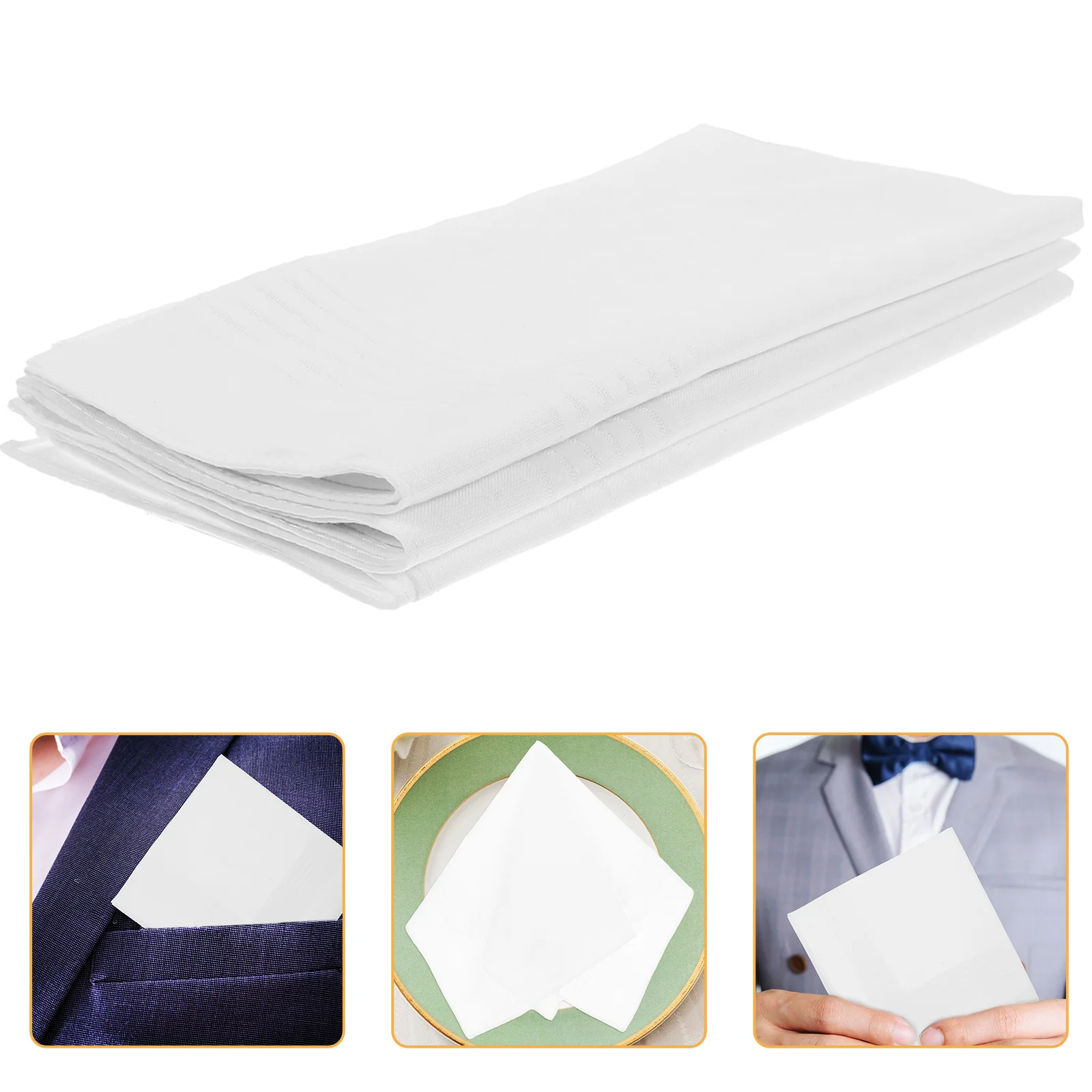 

3Pcs Pure Cotton Square Bandana Minimalist Men Fashion Accessory for Daily and Party Use Cotton Handkerchief