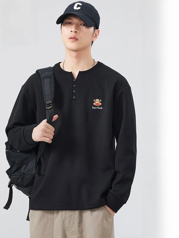 

Мужская футболка Paul Frank Pure Color, весна-осень, свободный крой, базовая модель, модный бренд, новинка 2025 года, с длинным рукавом, дышащая