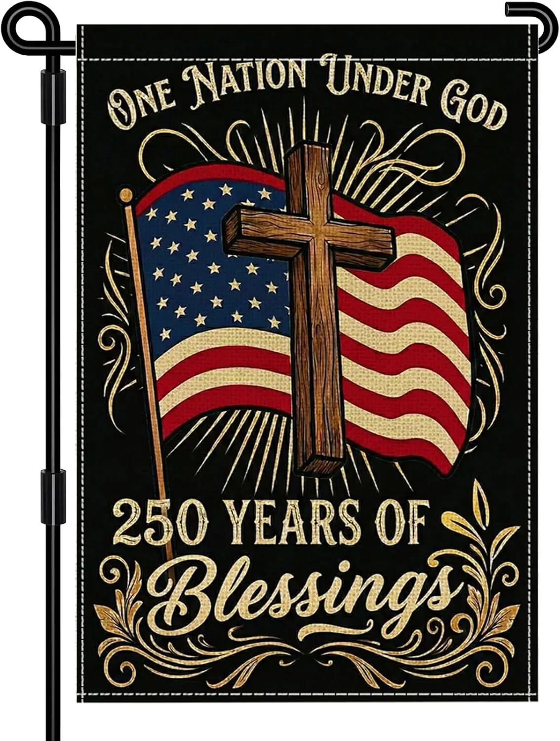 250 Years America Garden Flag, Double Sided 12x18 Patriotic Banner, One Nation Under God, 1776-2026 US Semiquincentennial Ya PPZ