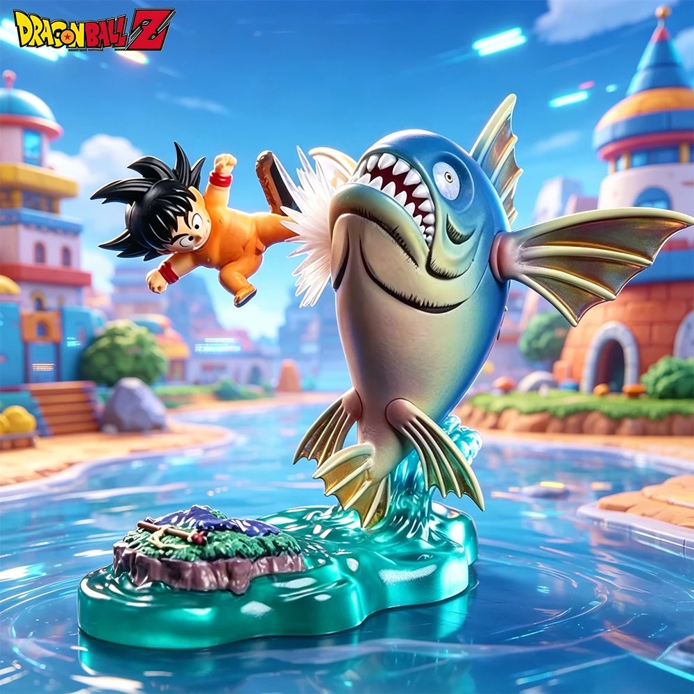 

10cm/3.94in Anime Dragon Ball Figure Kick the shark Son Goku Action Figures PVC Statue Model Collection Toys Gifts
