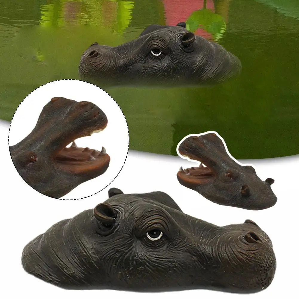 Hippo Head Garden Pond Floating Animal Ornaments Safety Friendly Decorations Environmentally Shark Back Simulation L5W7