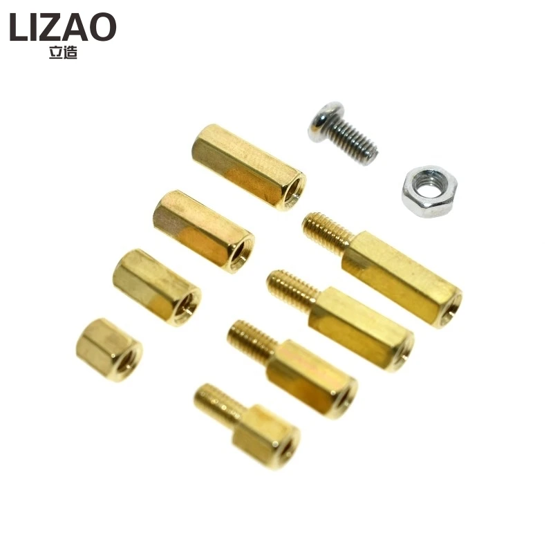 conjunto-de-espacadores-parafusos-porcas-sextavadas-de-latao-com-rosca-macho-e-femea-para-pcb-lizao-m3-5-8-10-12mm-com-saco-plastico