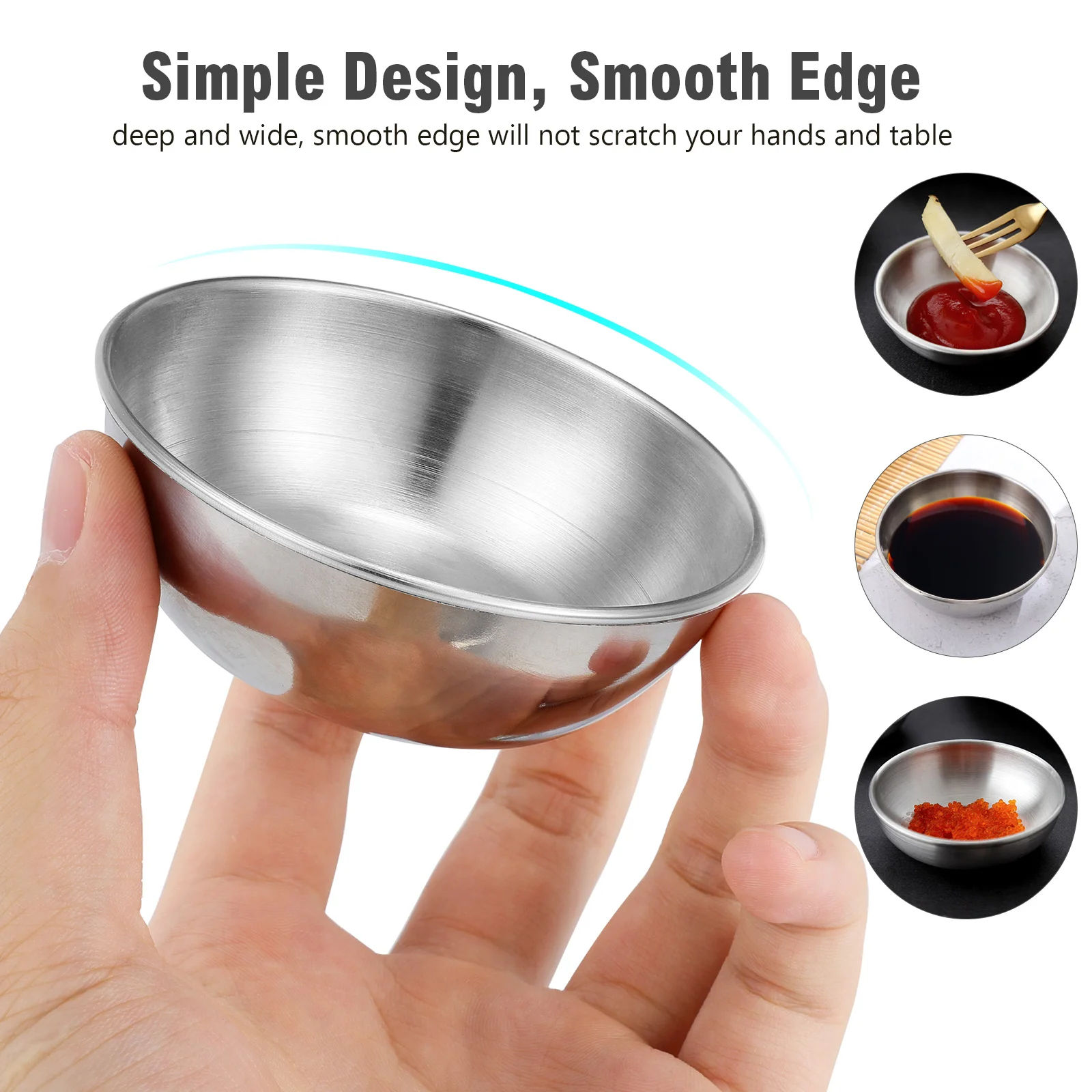 Small Seasoning Dishes Flavor Sauce Bowls Saucer Plate Stainless Steel Mini Appetizer Plates