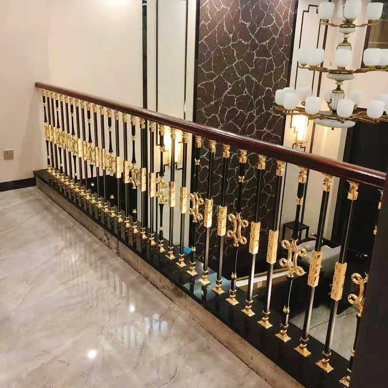 Villa aluminum alloy staircase handrail column indoor household Chinese rotating guardrail rural self-built house self-improveme