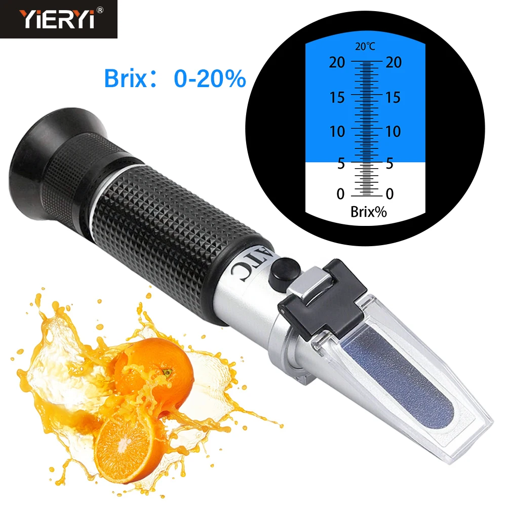 Yieryi réfractomètre Brix portatif 0-20% ATC testeur de teneur en sucre de haute précision avec Division de 0.1% pour jus confiture lait boisson