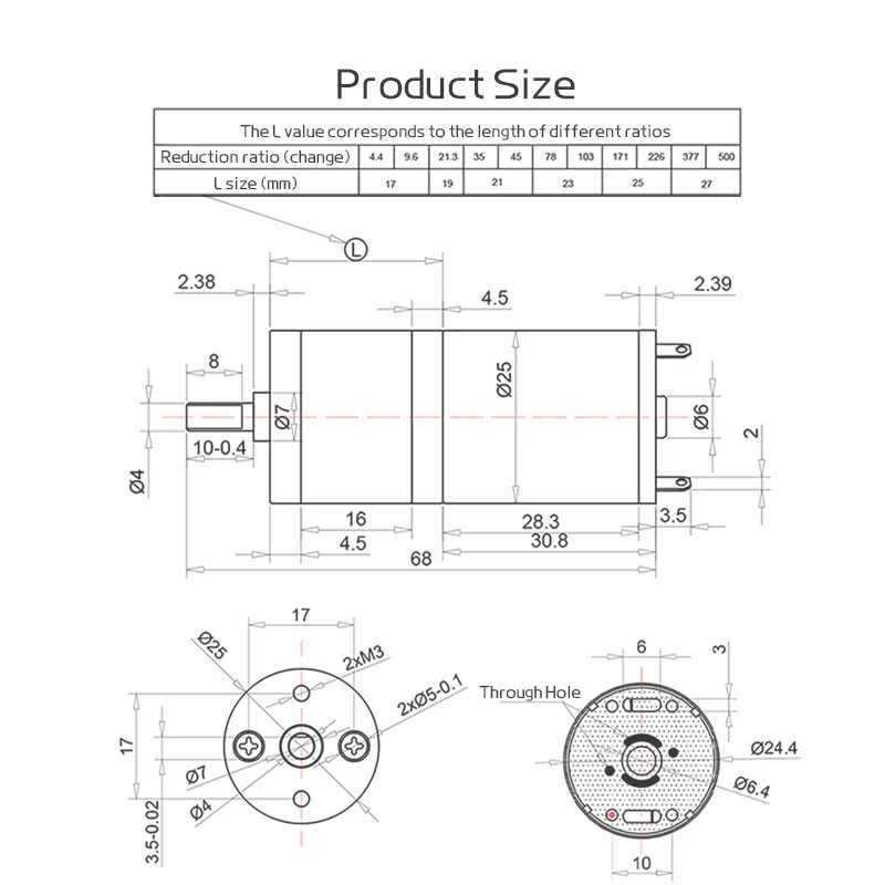 GA25-370 Miniature DC Gear Motor 6V12V24V 12RPM~1931RPM High TorqueSwitchable Forward and Reverse Speed Adjustable Brush Motor