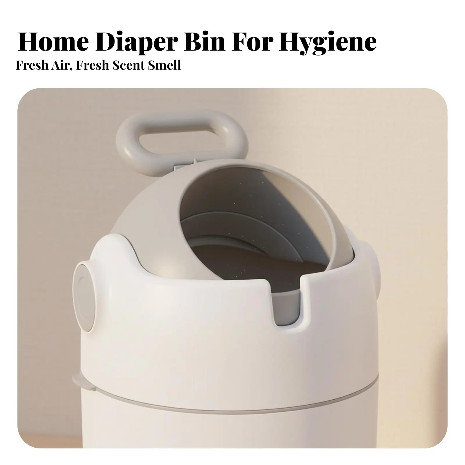 蓋付きおむつペール、ハンドル付き、大容量、防臭、おむつ用ゴミ箱、保育園用ゴミ箱、静音機能付き、ママのための、寝室用
