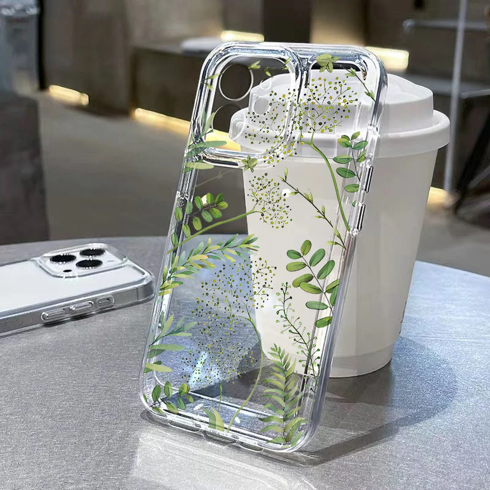 Flower Phone Case For iPhone 17 Pro Case iPhone 16 13 11 12 14 15 Pro Max XR X XS 7 8 Plus Shockproof Clear Transparent Cover