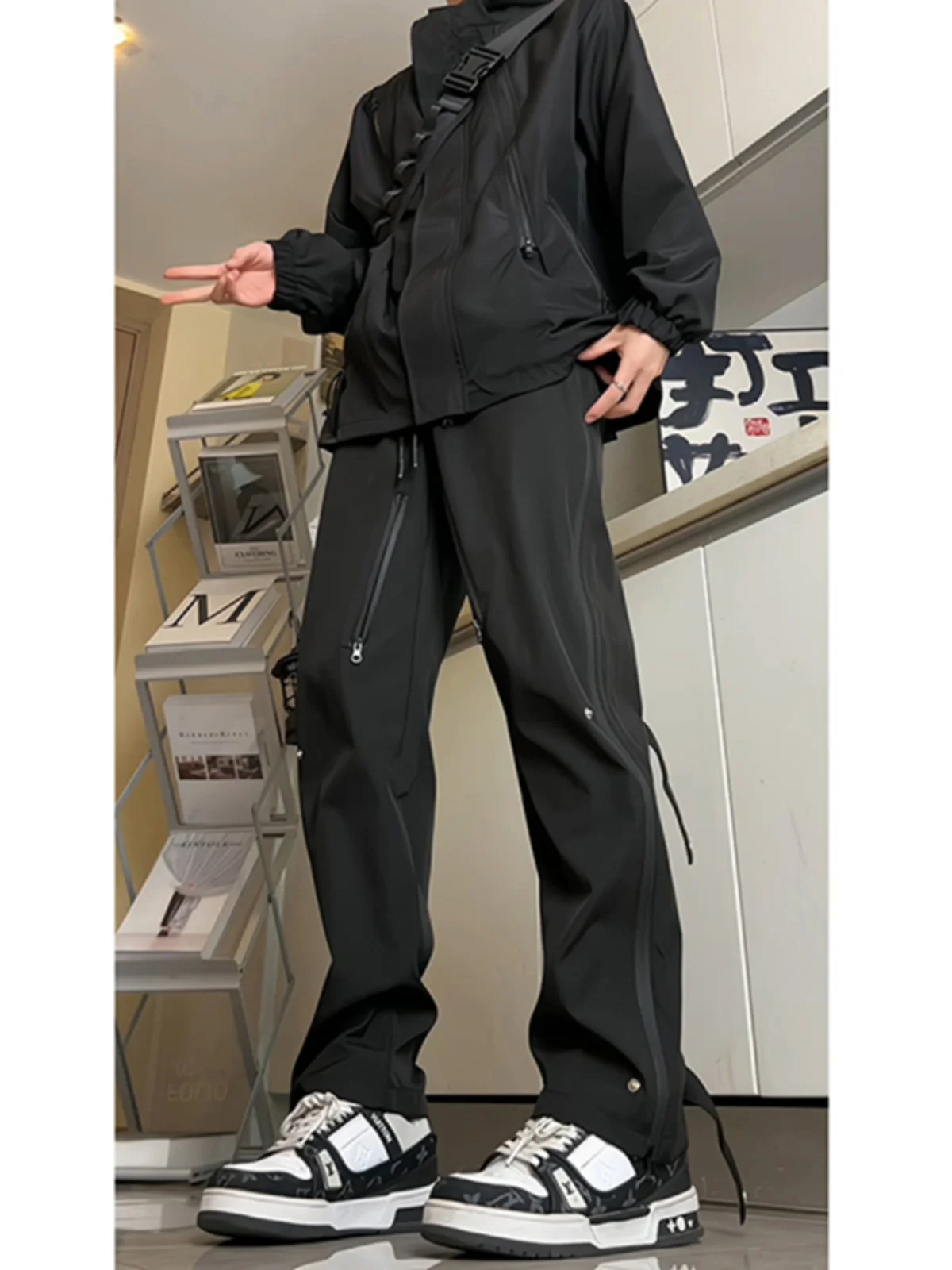 

Men's Loose Fit Cargo Pants Autumn Winter plus Size 300 Pou American Sle Windproof Waterproof Hiking Trousers Trendy Cas...