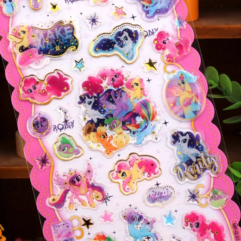 Adesivos de cristal de resina dourada My Little Pony, capa de celular, laptop, caneca, bagagem, guitarra, adesivos decorativos, 1 peça