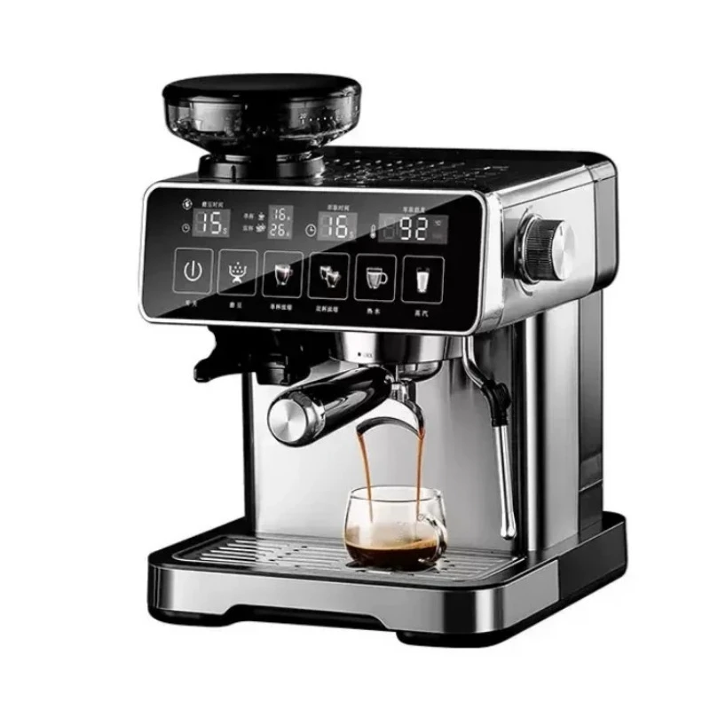 Stainless Steel Coffee Machine Espresso Maker Grinder Steamer Hot Water Dispenser All in One Home Office - view 3