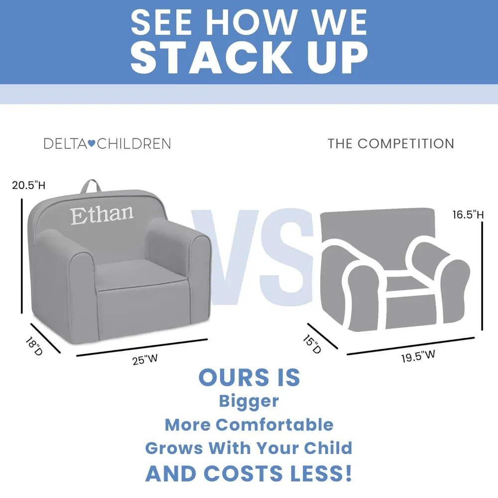 كرسي أطفال للأطفال - يمكن تخصيص أريكة الأطفال الصغار بمقعد واحد مع الاسم، به غطاء قابل للإزالة لسهولة أماه