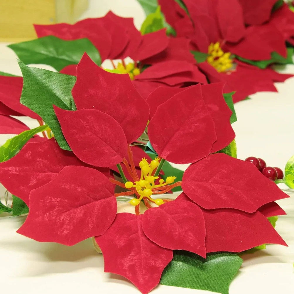 1 stks xmas rode bloem lichtslingers 2 m feestelijke lamp decor deur latei huis kerstversiering warme feestverlichting