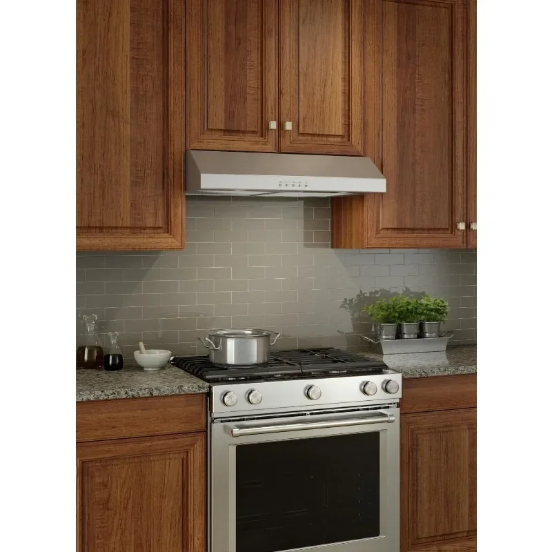 Broan-NuTone BCSQ130SS Three-Speed Glacier Under-Cabinet Range Hood with LED Lights ADA Capable, 1.5 Sones