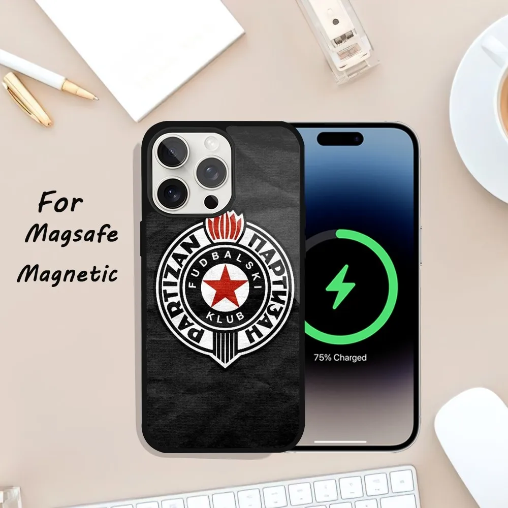 Partizan Beograd Phone Case For iPhone 11 13 12 14 15 Plus Max Pro Magsafe Magnetic Wireless Charging shell