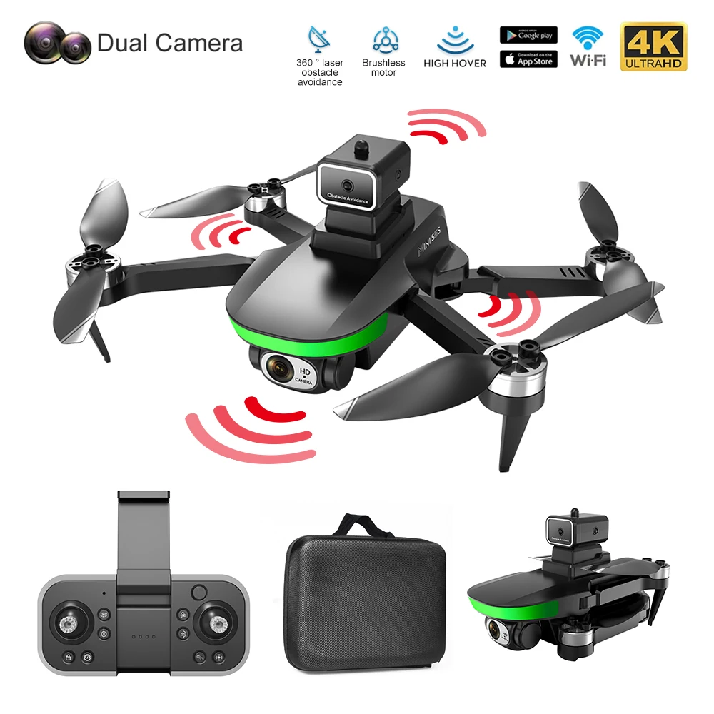 EBOYU-S5S 미니 RC 드론, 브러시리스 모터 접이식 드론, 2.4G 와이파이 FPV 4K/6K EIS HD 카메라, 장애물 회피 RC 쿼드 콥터