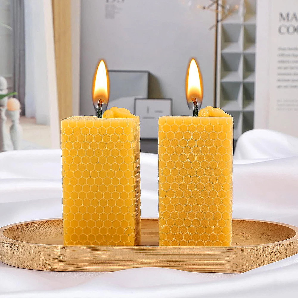 Beeswax Honeycomb Candles Hexagonal Beeswax Pillar Candle Pure Bee Honey Beehive Candle for Home Decoration