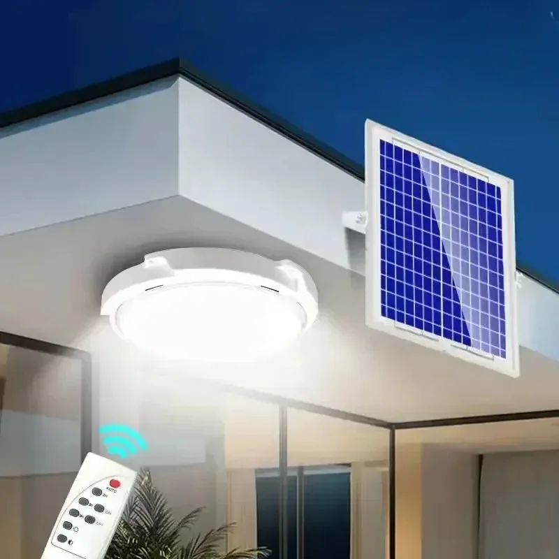 100/300W LED Solar Ceiling Light Pendant Light Outdoor Indoor Solar-Power Lamp with Line Corridor Light for Garden Decoration