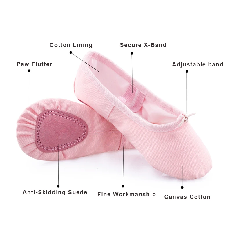 Scarpe da balletto in tela per ragazze Pantofole da ballo per bambini Suola divisa Ginnastica Scarpe da ballo per yoga per bambini Ballerina Scarpe basse da balletto