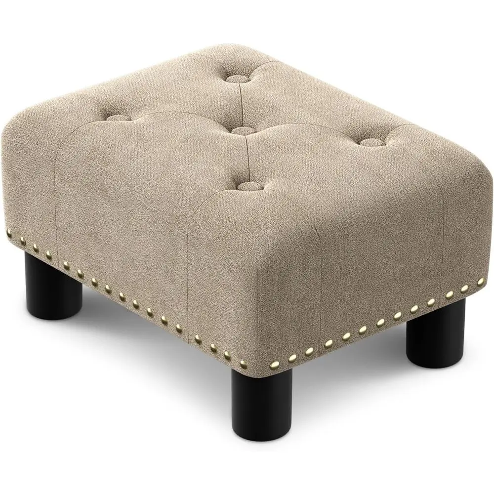 

Small Ottoman oot Rest with Legs, Linen abric Ottoman oot Stool with Sot Padded seat, Square ootstool ootRest or Living Room, Be