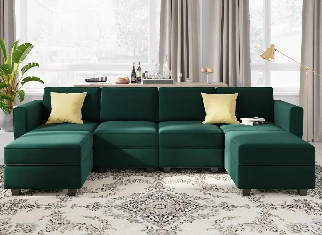 Modular Sectional Sofa with Storage Seat Oversized U Shaped Couch with Reversible Chaise Sofa Set