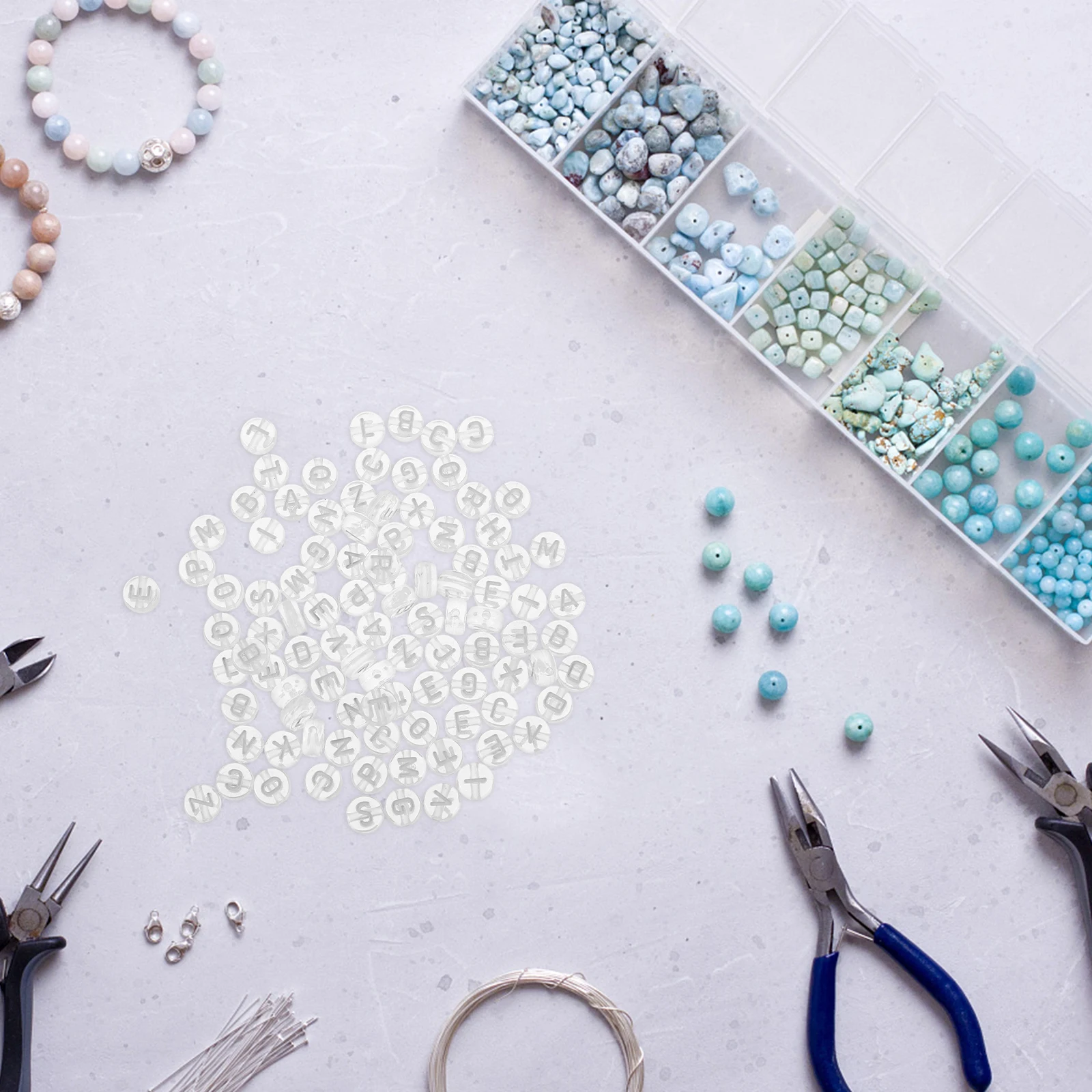 

Alphabet Jewelry Accessories Bracelet Spacer Beads for Jewellery Making Manual White Acrylic