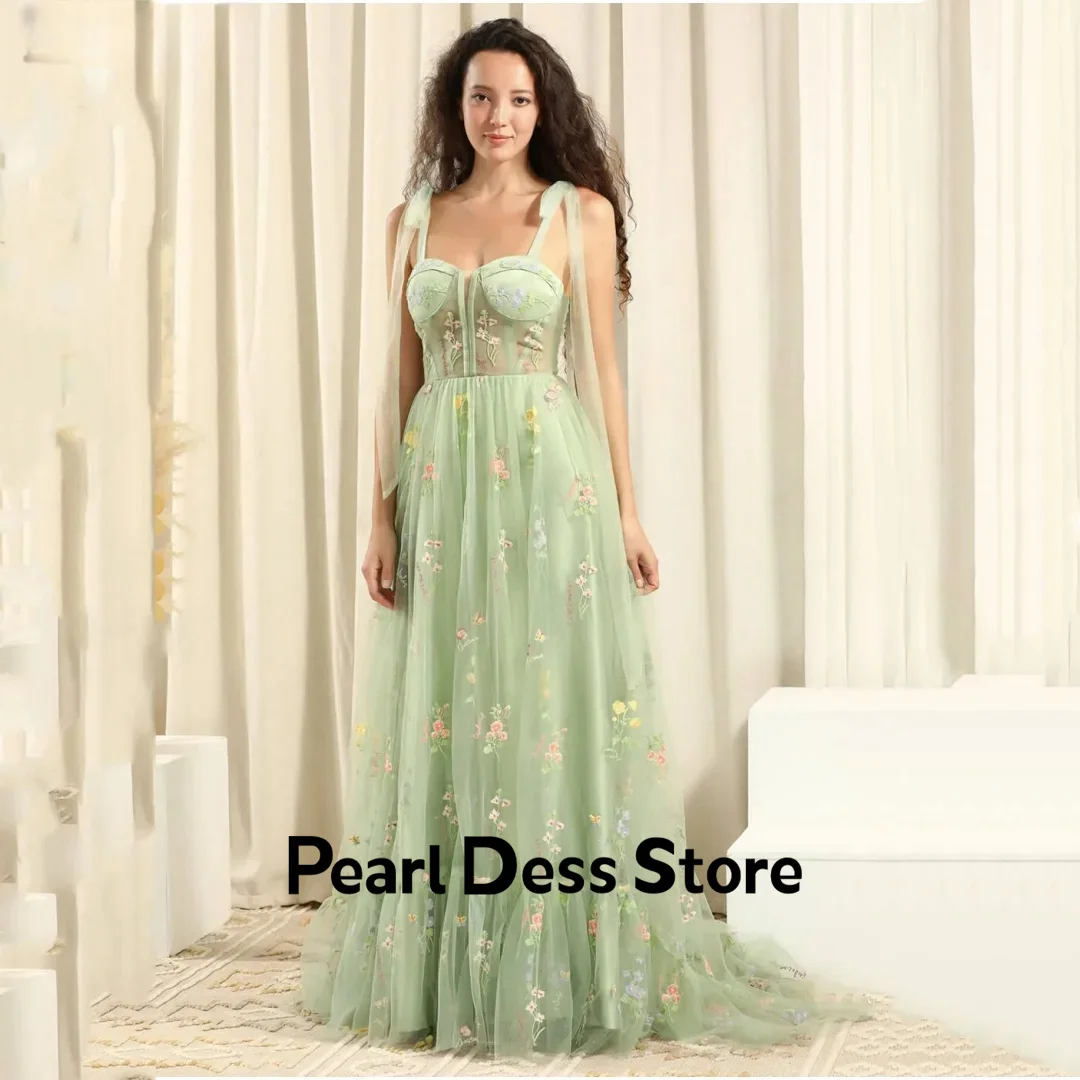 

Exquisite Green Ball Dress 2024 Flower Tulle Graduation Evening Dress Vestidos De Fiesta Elegantes Para Women's