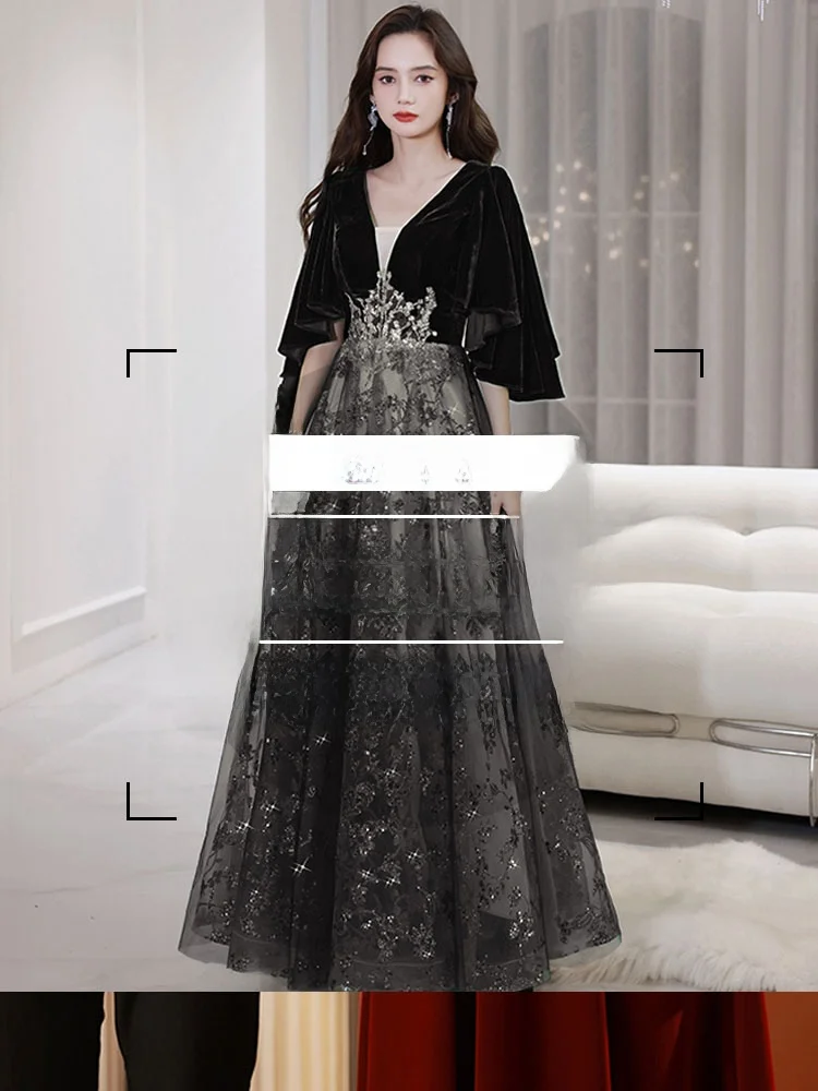 

Вечернее платье для женщин больших размеров, скрывающее живот, подходит для вокальных экзаменов, ежегодных конференций, церемоний и выступлений.