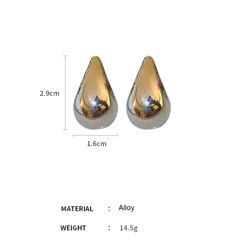 2024 Vintage Metal Droplets Earrings for Women Fashion Geometric Water Drop Stud Earring Gold Silver Color Brincos Jewelry