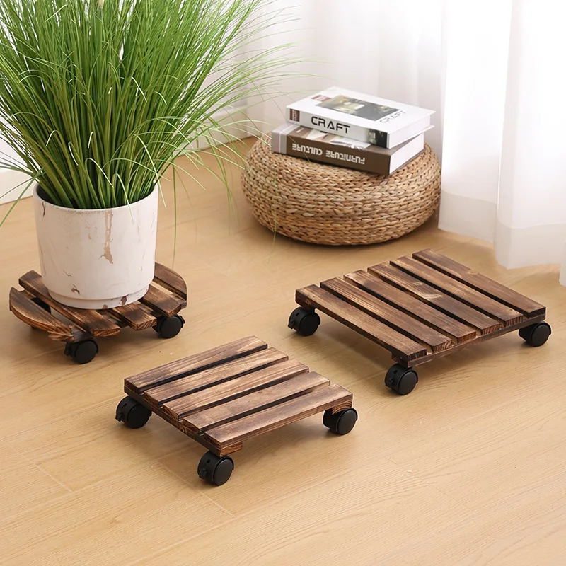 Verstärkter Beweglicher Blumenständer Rollbare Basisplatte für Topfpflanzen Bonsai-Blumentopfhalter mit Rädern