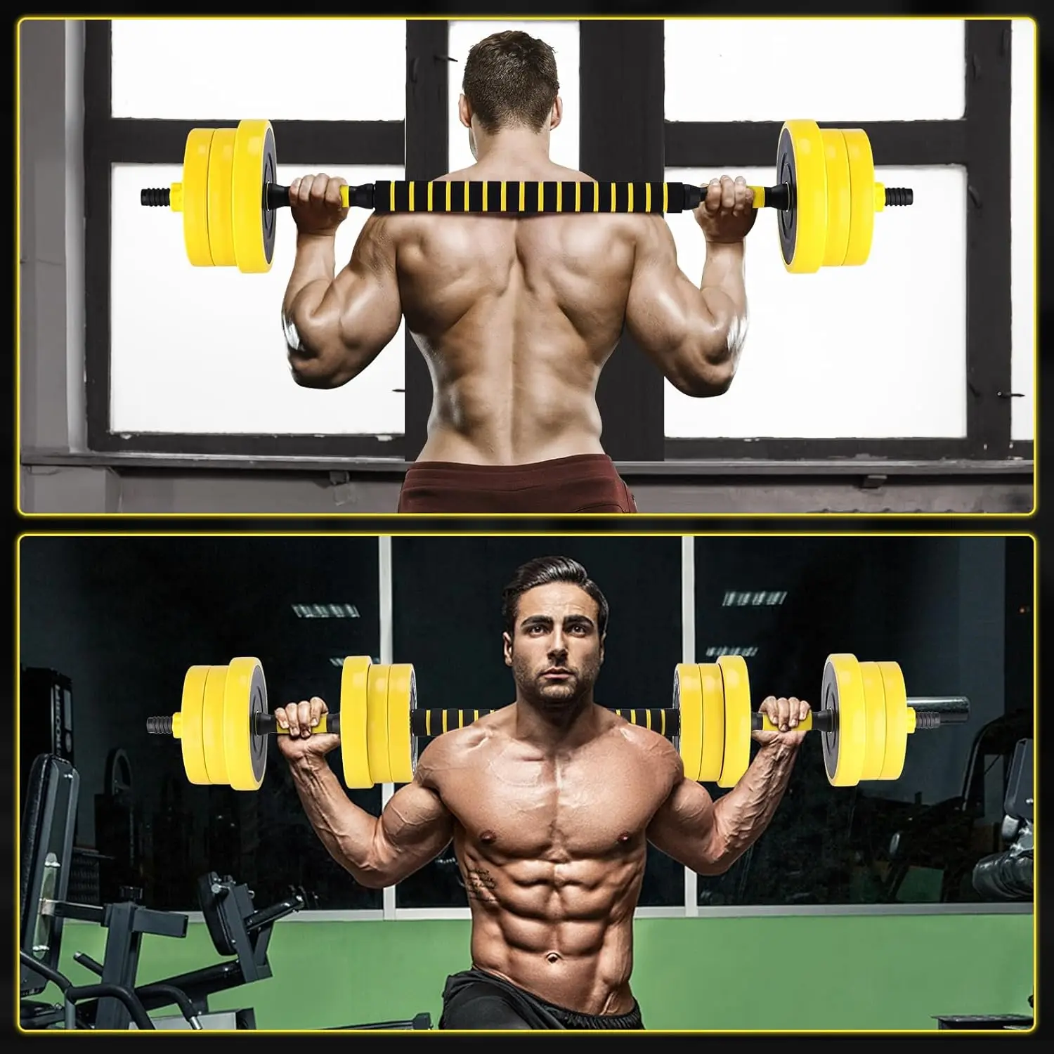 2-In-1 Adjustable Dumbbell Set, 44 Lbs Dumbbell Weights Used As Dumbbell and Barbell Set Comfortable Handle for Home Gym