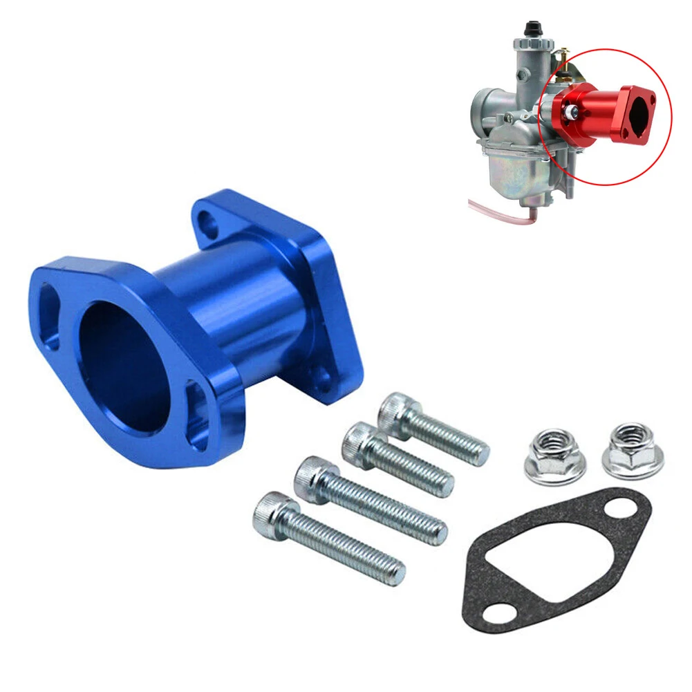 CNC Intake Manifold Carburetor Adapter, Engine Connector for VM22 PZ19 PZ26 Carb, Metal Material, Red Blue Color, Easy Fitment