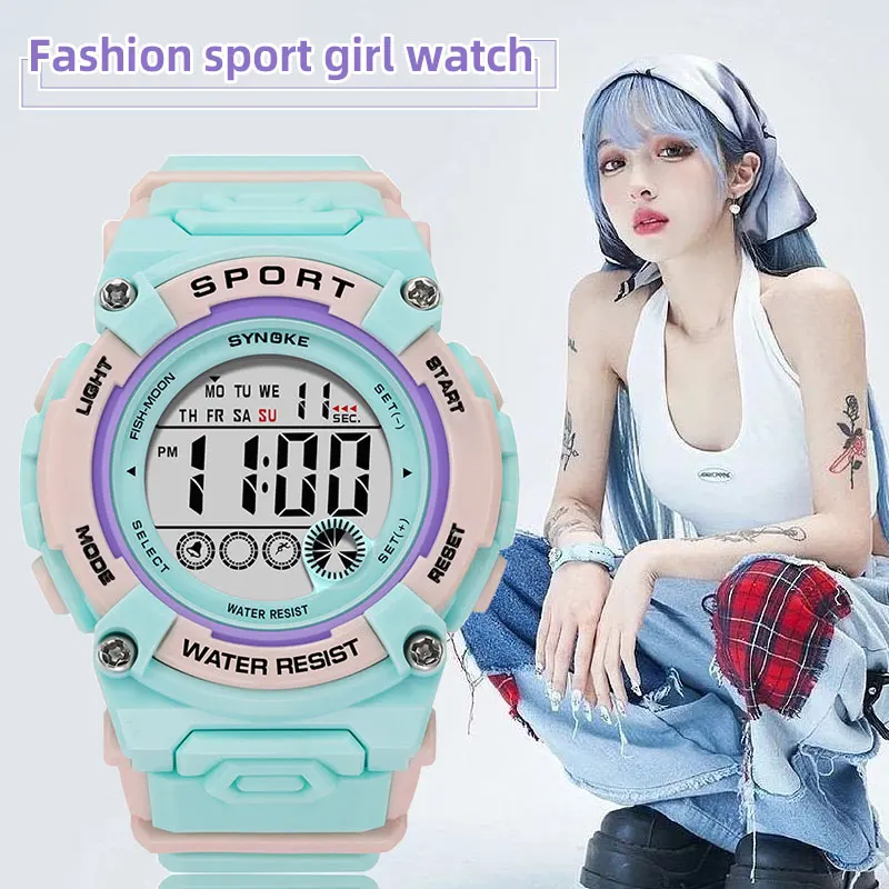 Fashion Luxury Women Watches 50M Water Resistant Outdoor Sports Electric Clock Multifunctional Ladies Digital Watch reloj hombre