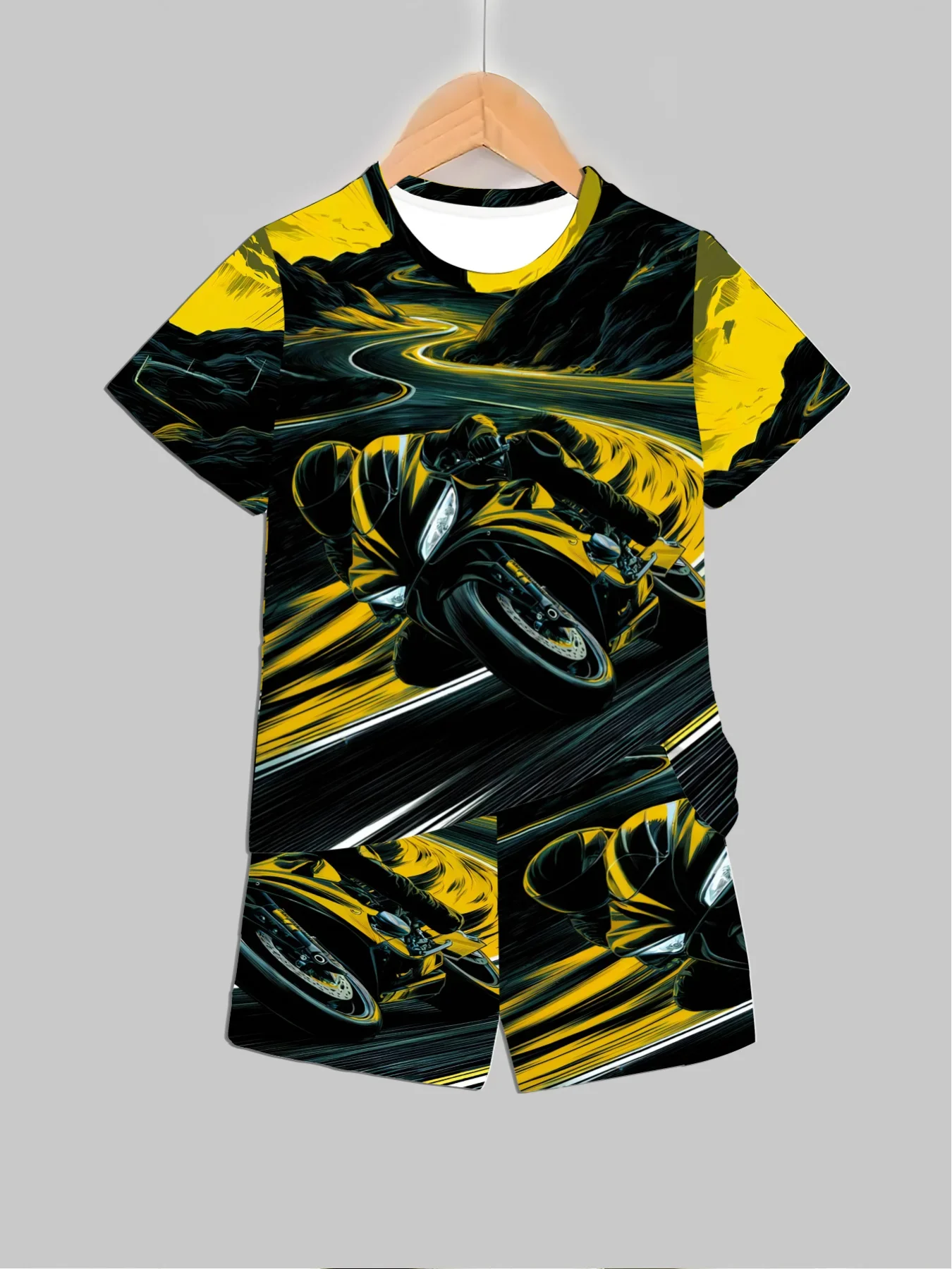 

Kids Clothes Boys Short Sleeve Shorts Sets Stylish Car Racing Graphic Tees Children Summer Clothes Casual Streetwear Boy Clothes