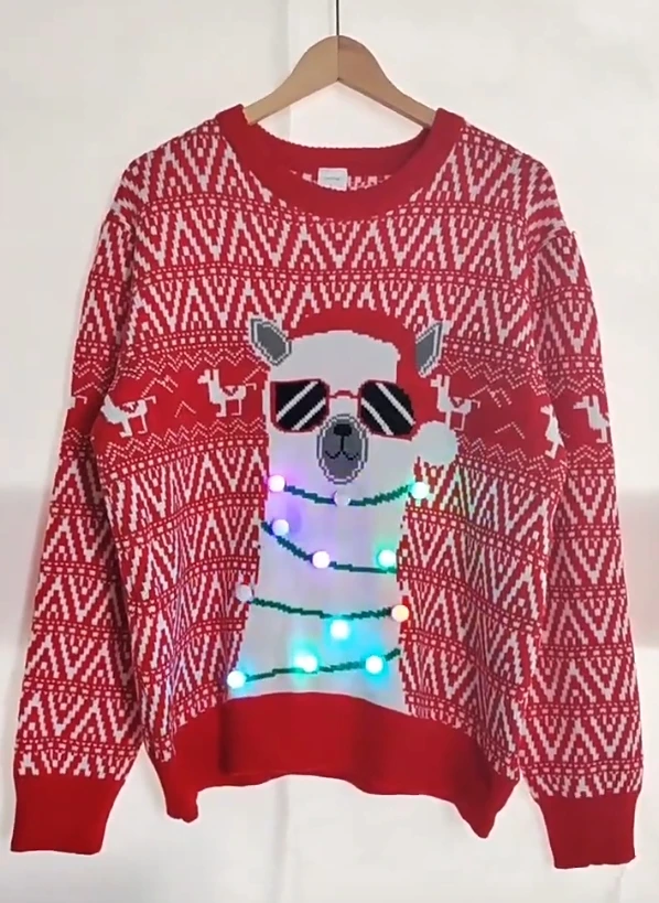 Women's sweater fashionable new pullover pet alpaca jacquard sweater with light casual retro elegant sweater