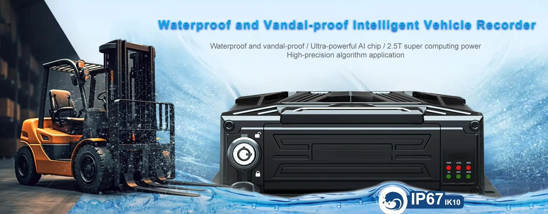 Waterproof Mobile DVR  AI 8CH Industrial Vehicle System 4G WIFI 4BSD DSM Speed Sensor IP67 SD CARD SDD  MDVR