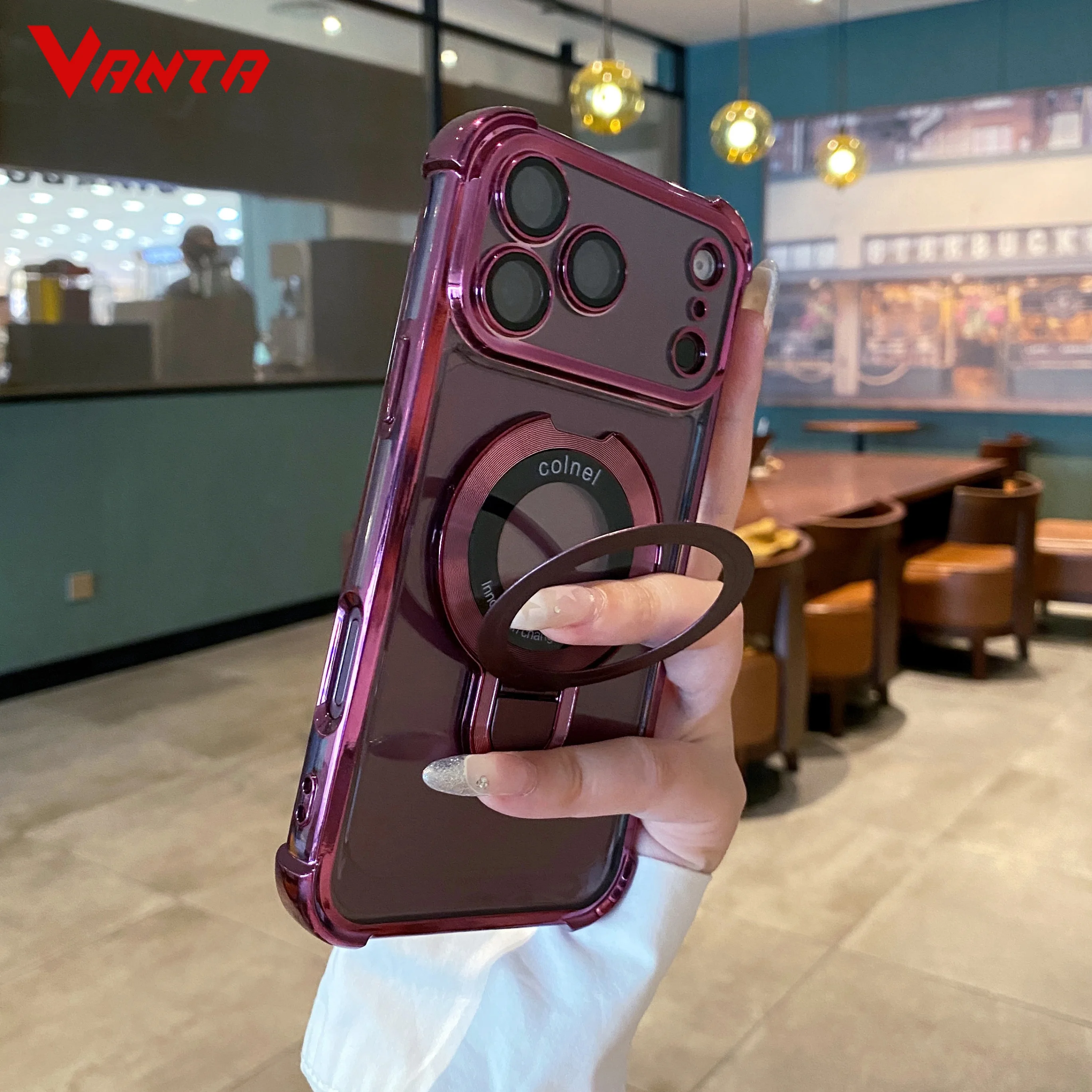 Luxury Plating Case - Funda de Lujo con Anillo Magnético