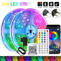 Dc 24V Rgb Led Tape Strip Bluetooth 15M 20M 25 Meters Multicolor Adhesive Led Band  App Control Ice String For Home  Decoration