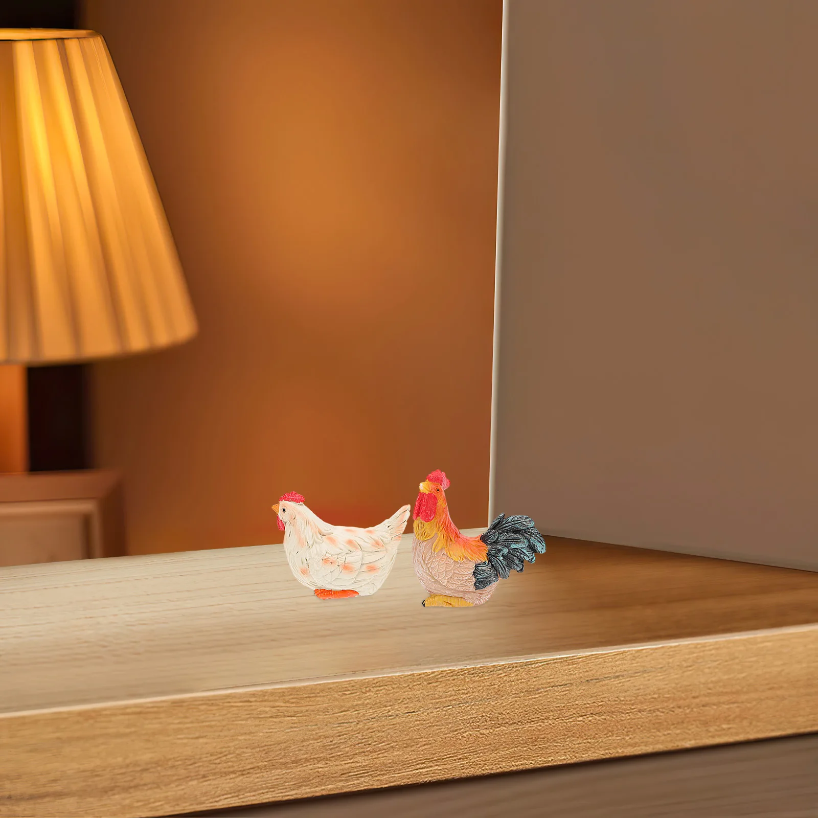 

2Pcs Resin Rooster Hen Chicken Decor Garden Courtyard Yard Resin Craft Animal Sculpture Indoor Outdoor Ornament