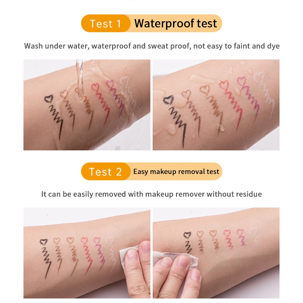 Stylo Eyeliner Waterproof Lisse à vaccage Rapide et Longue Durée, Gel Noir et Marron, Maquillage pour les Yeux Non Fleuri, 256