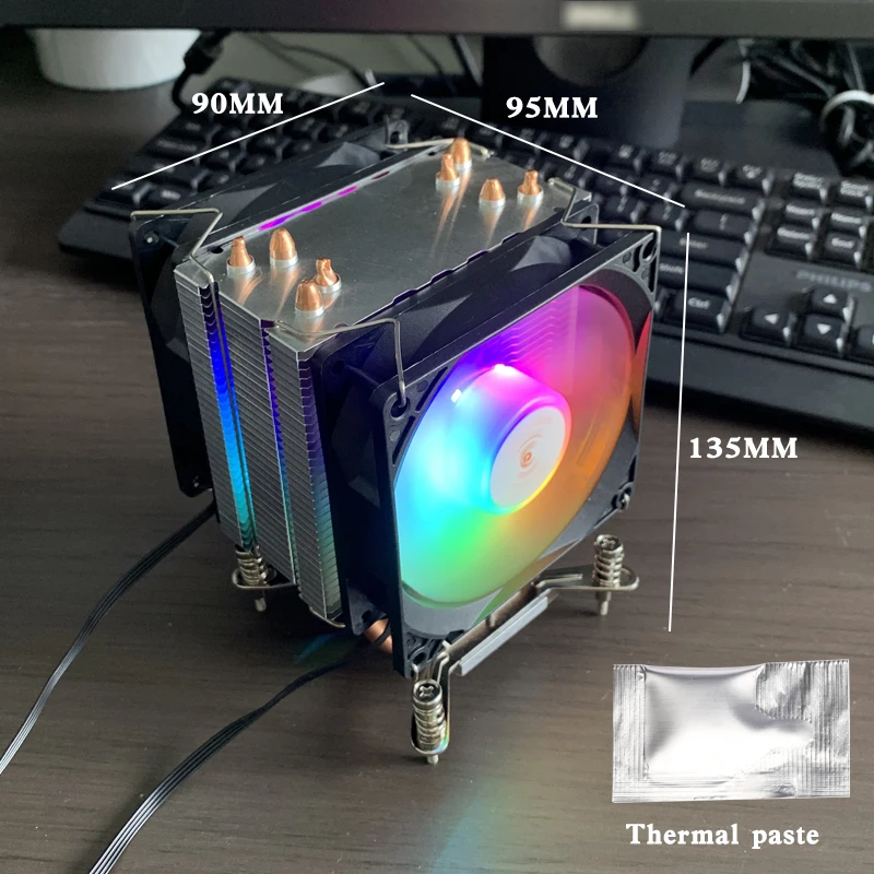4 тепловых трубки процессора с воздушным охлаждением, RGB 90 мм, вентилятор для Intel LGA 2011 1700 X99 1150 1151 1155 1156 X79 1200 1366 Вентилятор охлаждения 4 тепловых трубки процессора с воздушным охлаждением, RGB 90 мм, вентилятор для Intel LGA 2011 1700 X99 1150 1151 1155 1156 X79 1200 1366 Вентилятор охлаждения