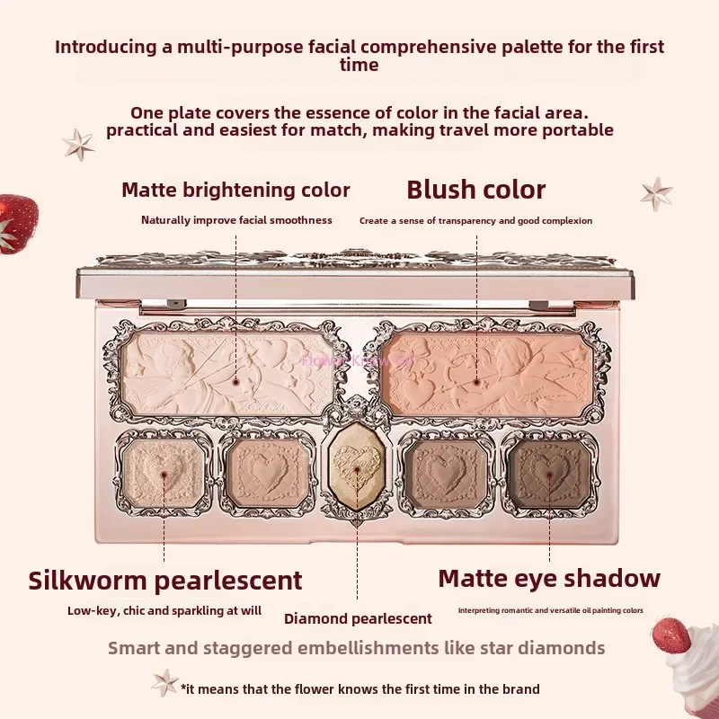 Flower knows Strawberry Cupid Collection Gesichts-Teint-Palette Rouge Lidschatten Highlighter Flower Know Face Bronzer Palette