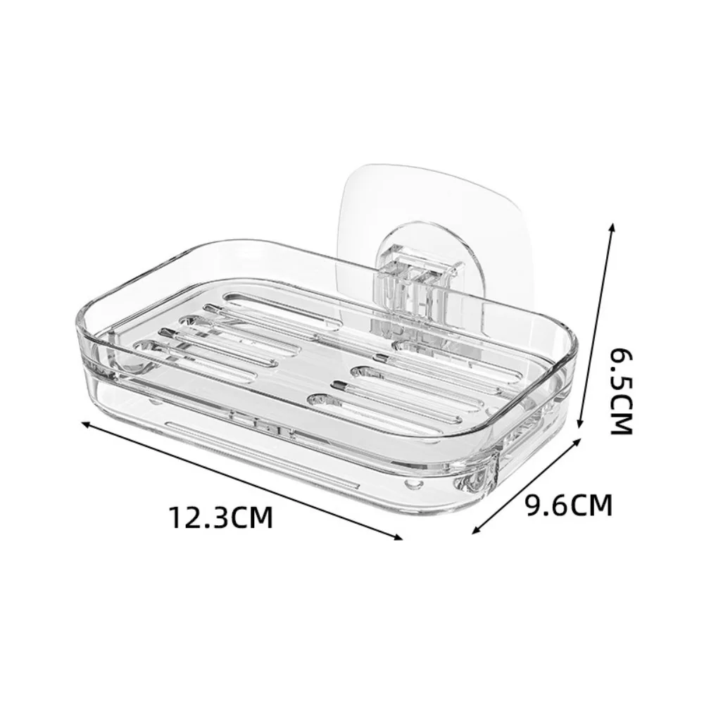 

NEW Self Draining Soap Dish Strong Adhesive Wall Mounted Soap Saver No Drilling Bathroom Organizer Bathroom Supplies