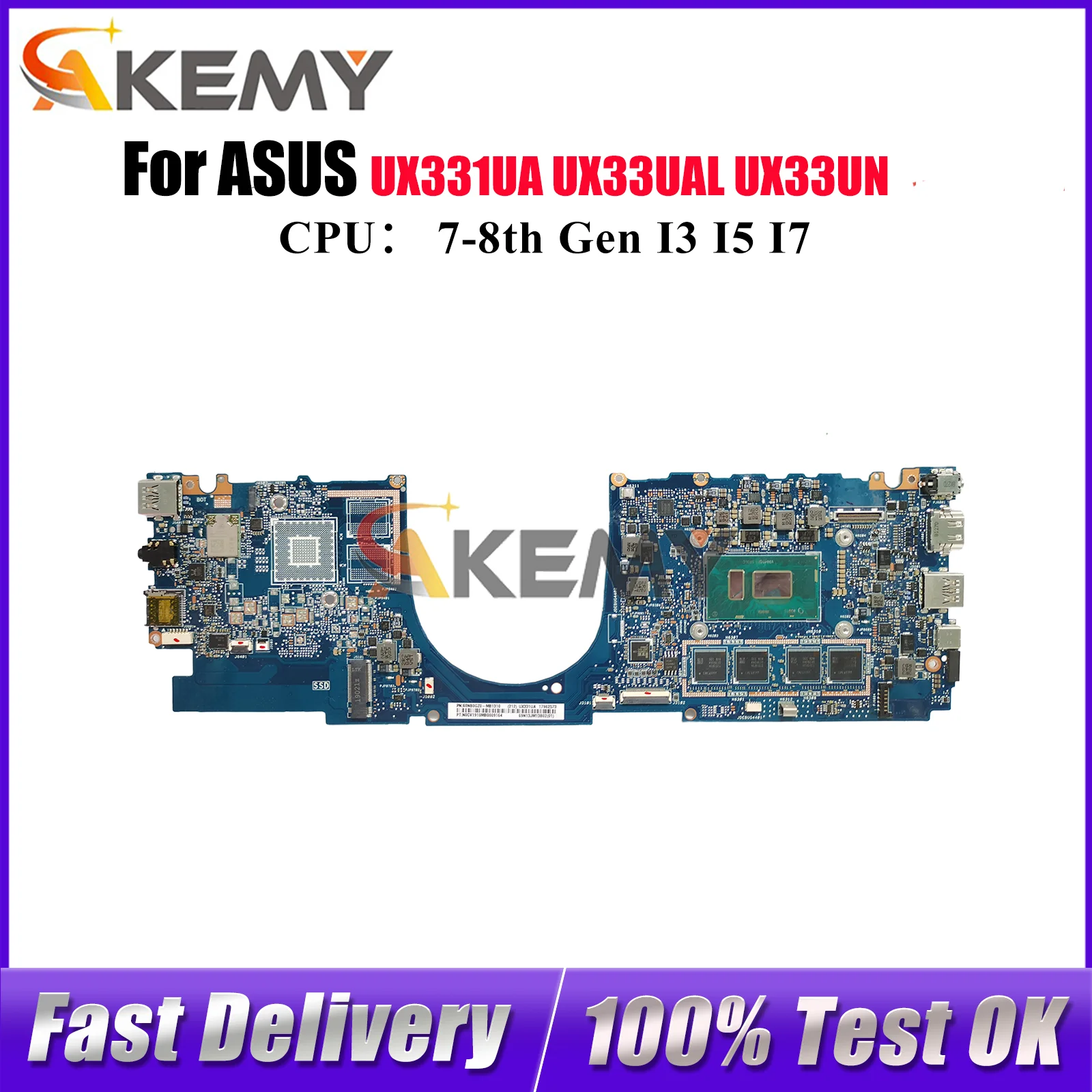 

UX331UA Laptop Motherboard For ASUS ZenBook U3300U UX33UN UX331 BX331U UX33UAL UX33UA Mainboard With I3 I5 I7 CPU 100% tests OK
